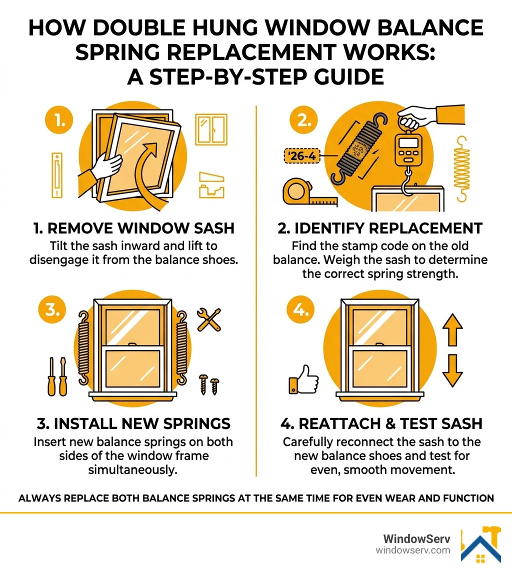 How double hung window balance spring replacement works step by step infographic - double hung window balance spring How double hung window balance spring replacement works step by step infographic - double hung window balance spring