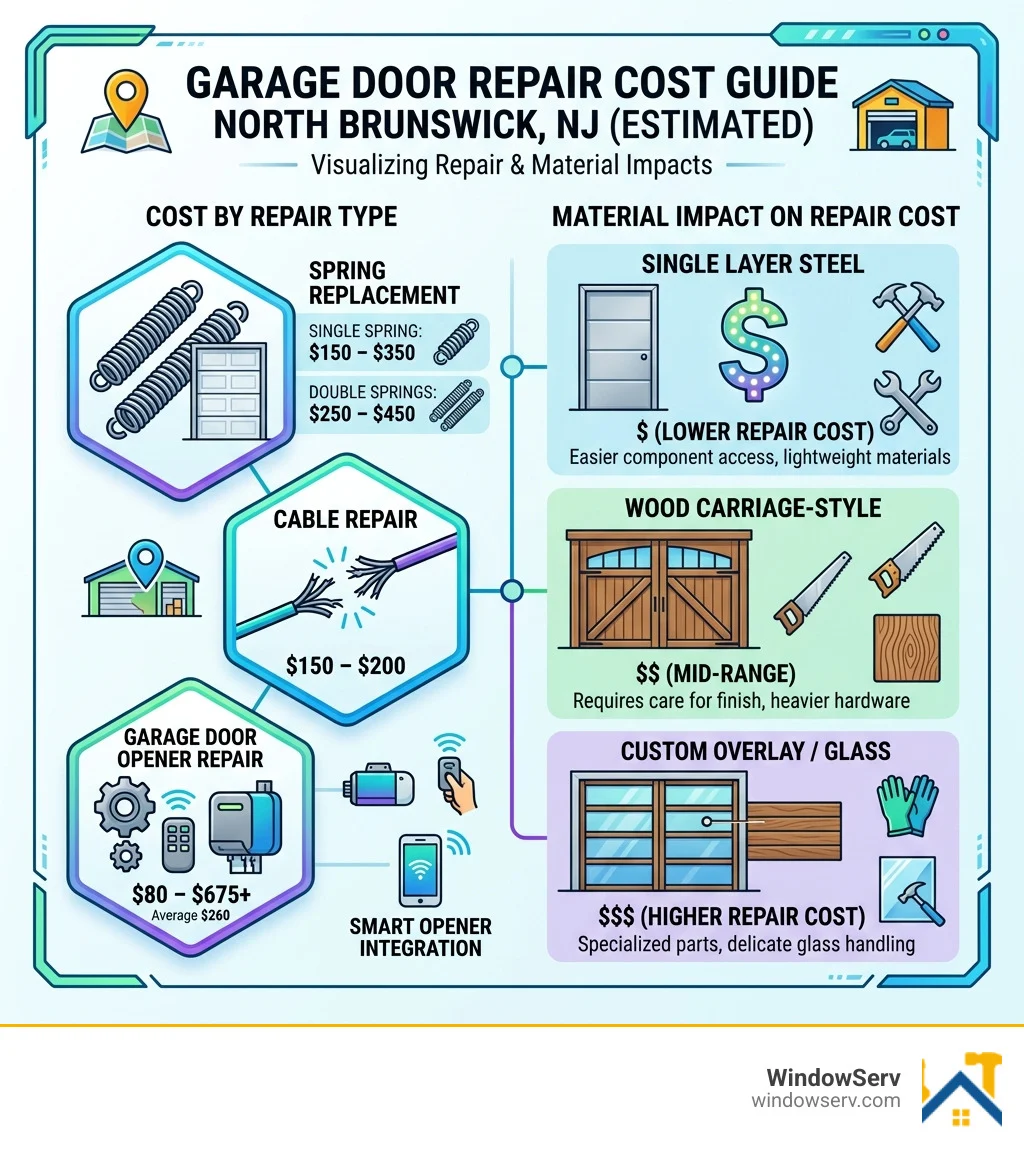 Garage door repair cost comparison by material and repair type - garage door repair north brunswick nj infographic Garage door repair cost comparison by material and repair type - garage door repair north brunswick nj infographic