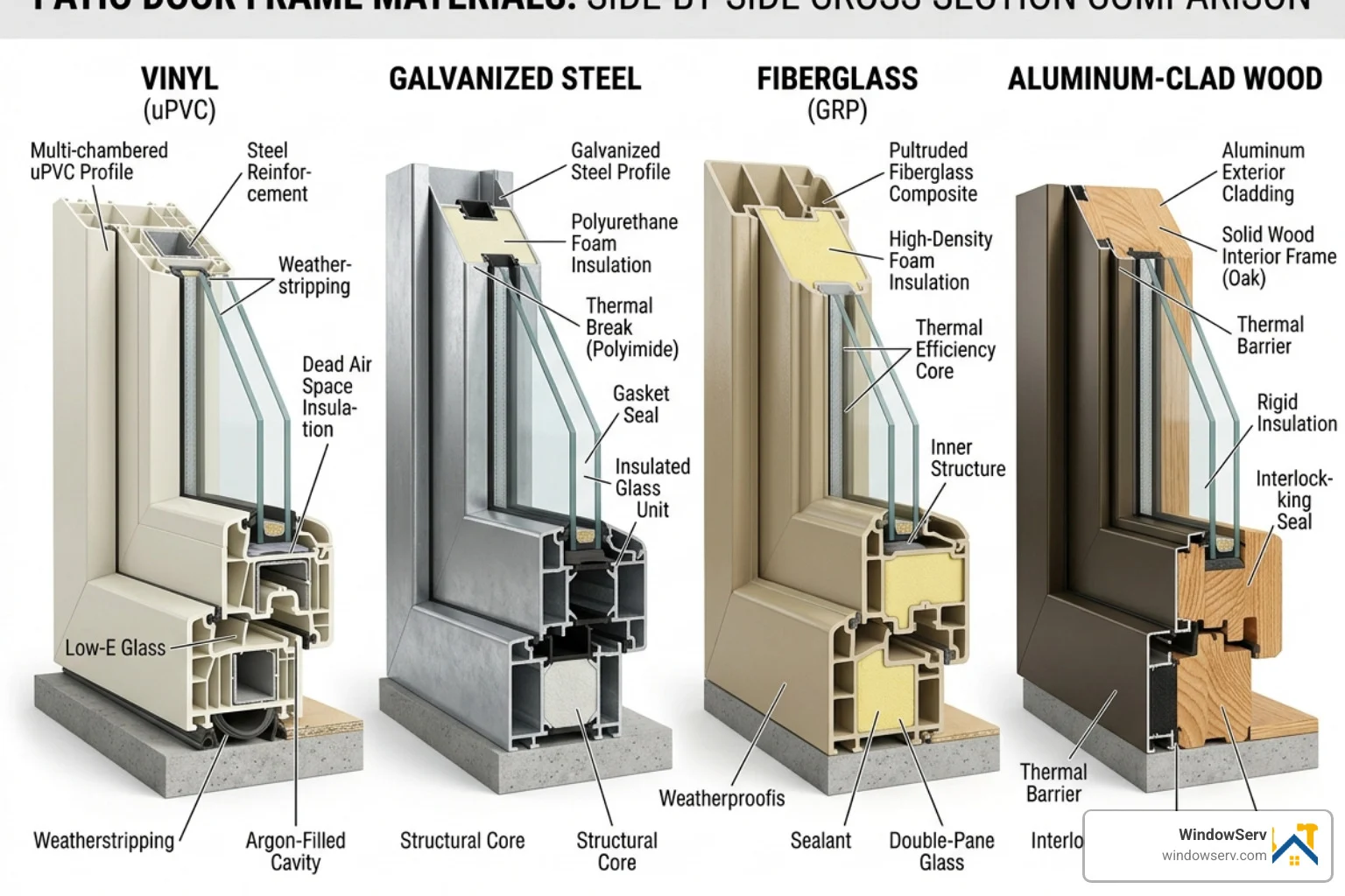 frame material cross sections - patio door frame replacement frame material cross sections - patio door frame replacement