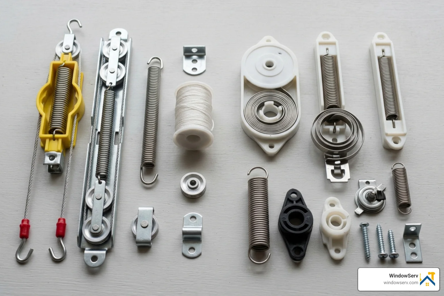 Various types of window balances including block and tackle and coil springs - single hung window balance spring replacement