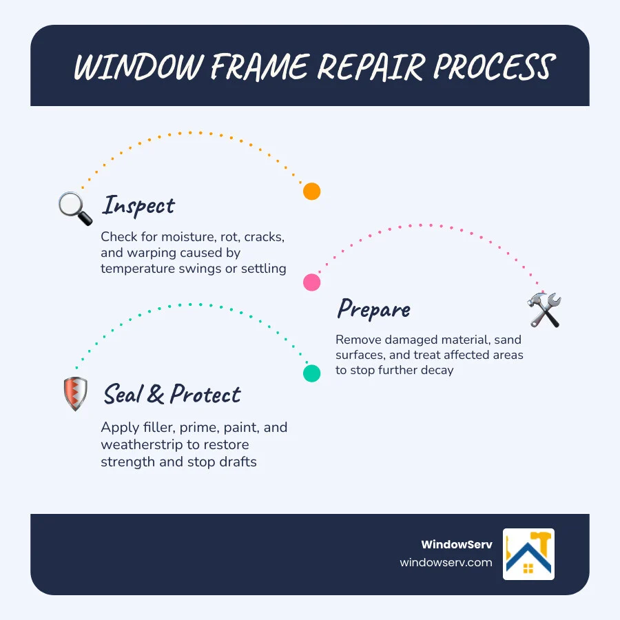 Comparison infographic showing the massive cost savings of window frame repair versus full replacement infographic