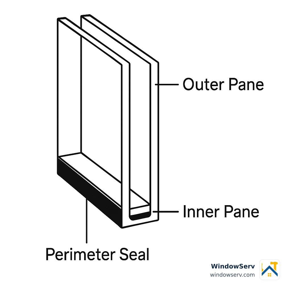 A cross-section of a sealed sunroom panel shows where seal failure actually happens.