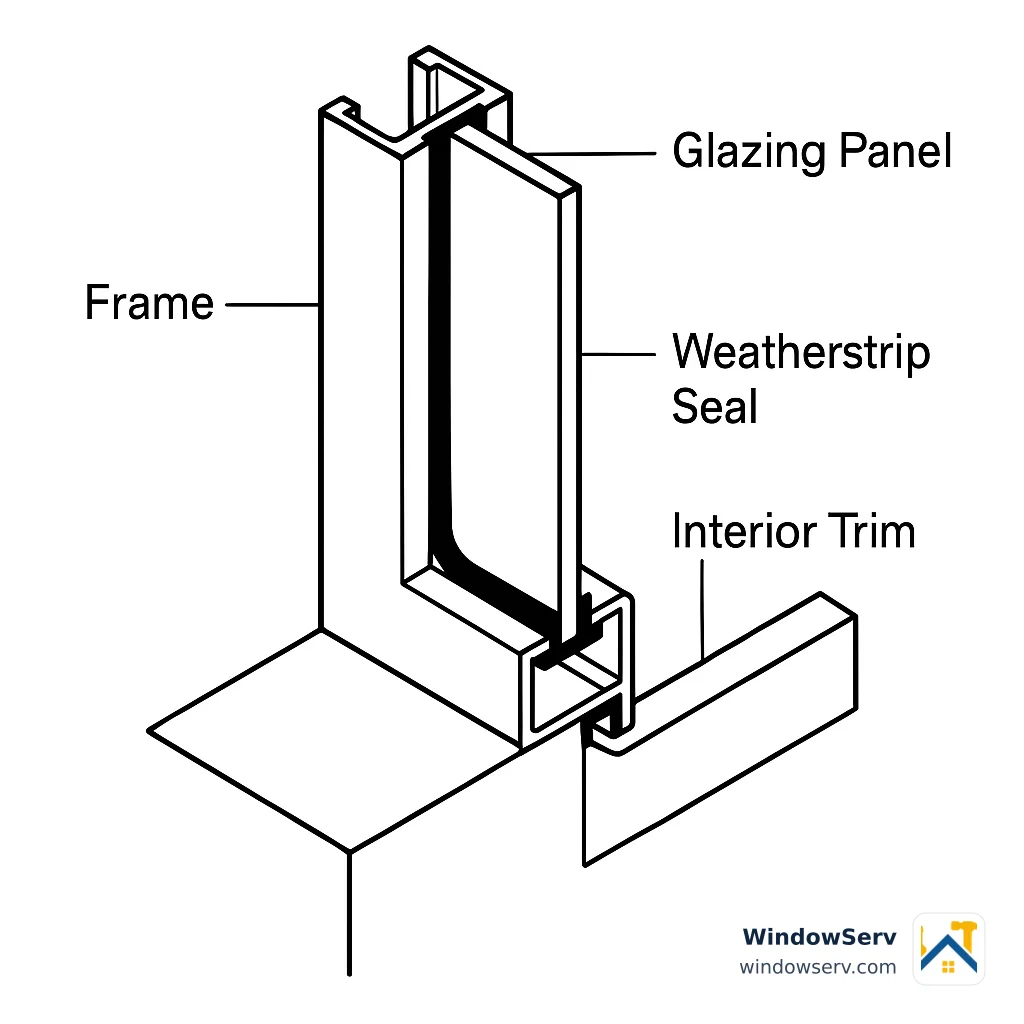 A simplified cross-section shows how a replacement panel seats inside the sunroom frame.